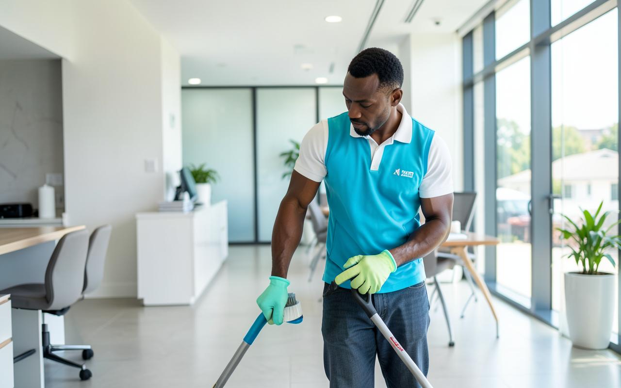 A YOU GOT IT MAID professional cleaning a modern office